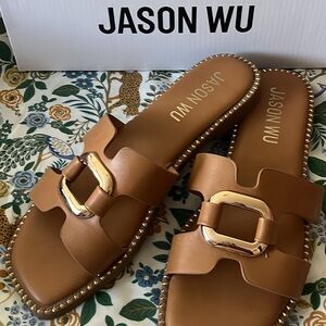 Jason Wu Brown Women's Sandals with Gold Accents